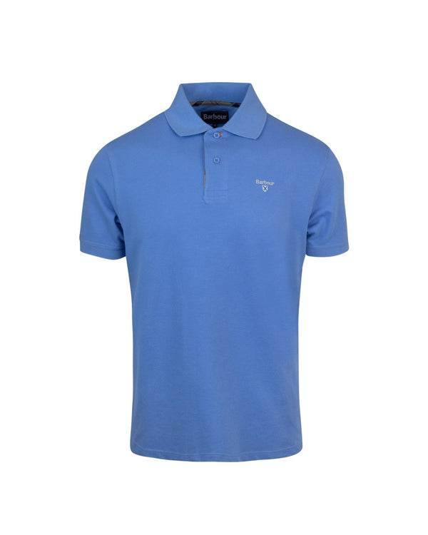 Polo Shirt Cotton With Tartan Trim Blue