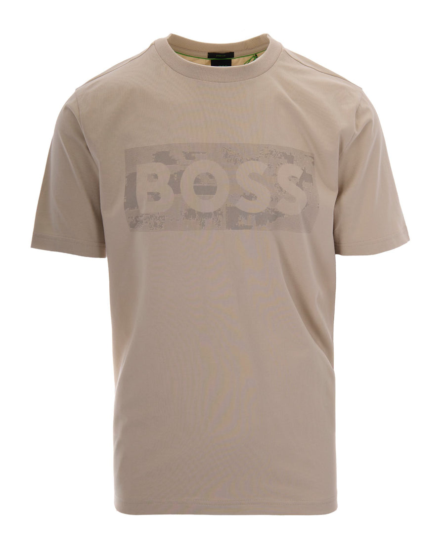 T-Shirt Graphic Logo Light Beige Cotton Elastane T-shirts