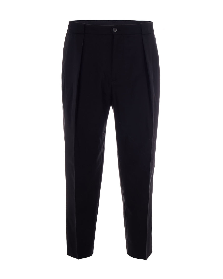 Chino Trousers Black Virgin Wool Polyester