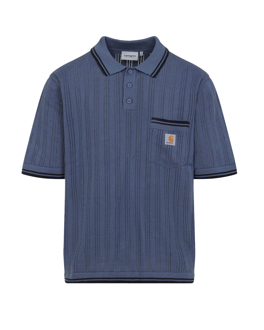 Polo Shirt Ramsey Velvet Blue Deep Night Cotton