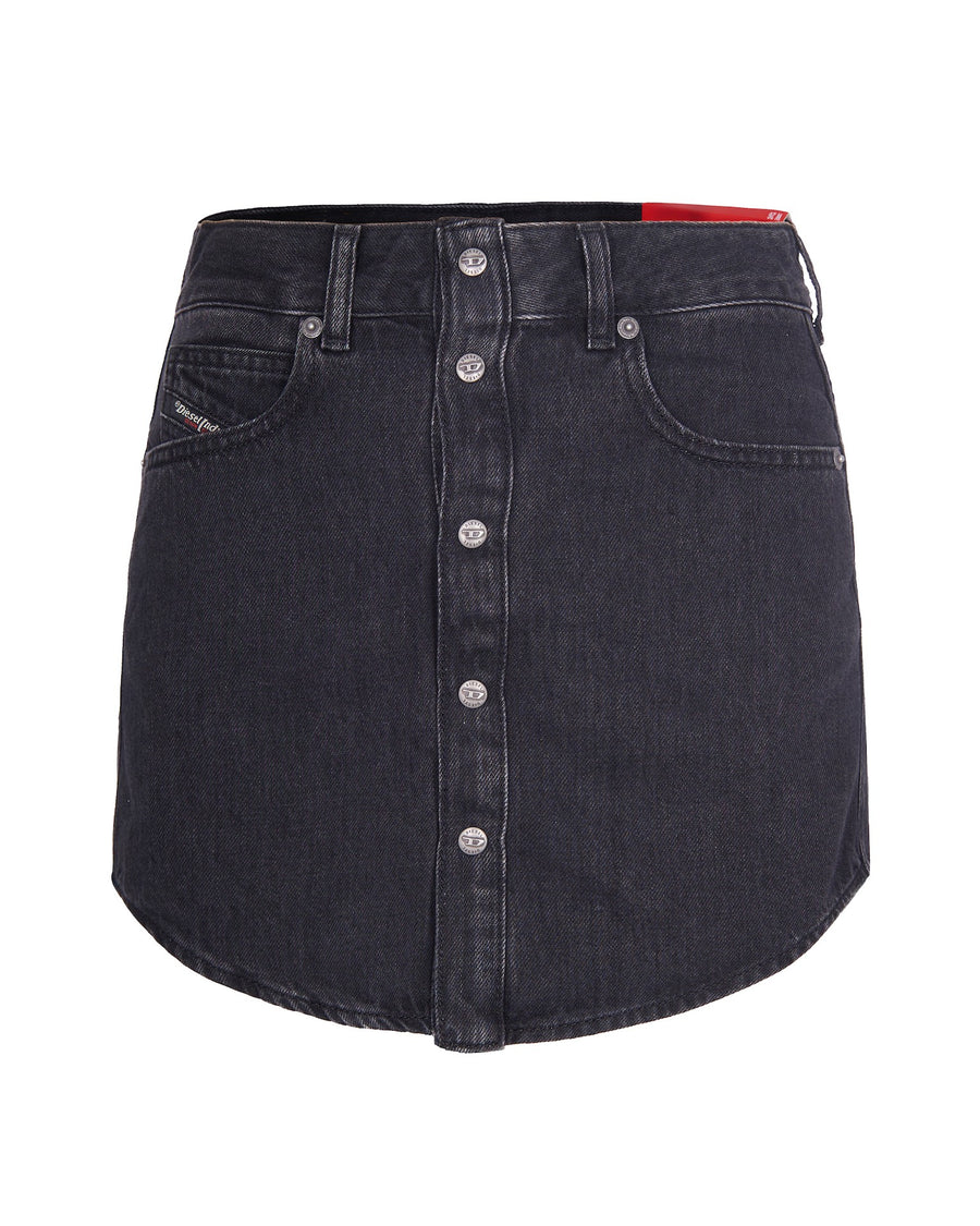 Mini Skirt De-Ard Black Black/denim Cotton Lyocell