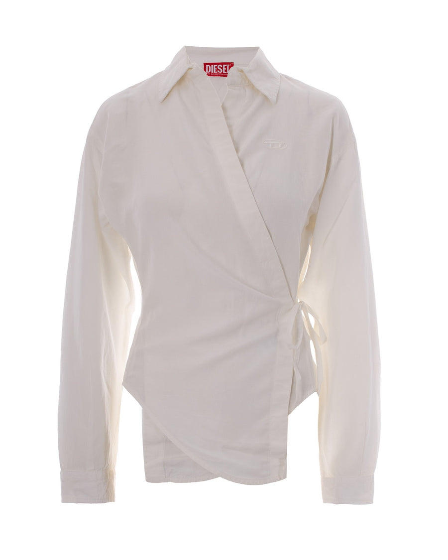 Wrap Shirt Delphos White Modal Viscose-rayon Linen