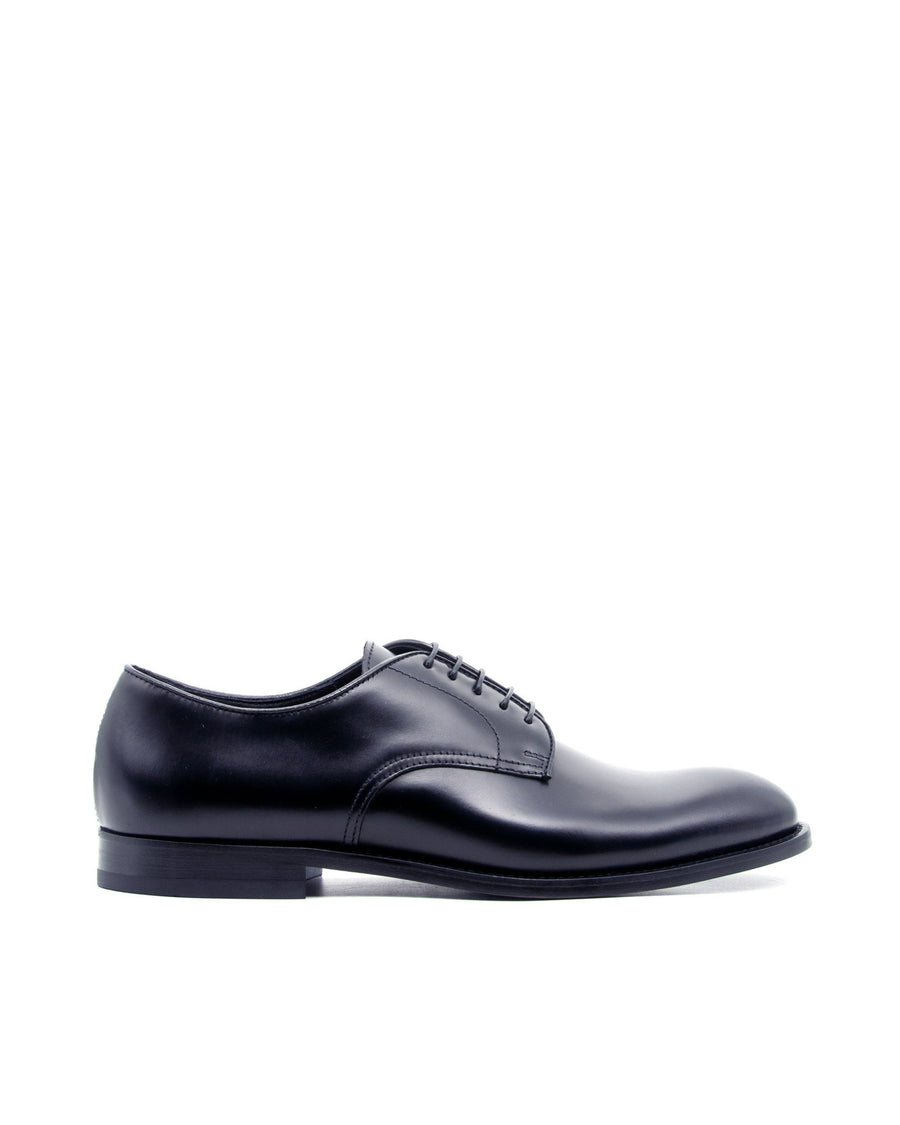Lace-Up Derby Shoes Blue Leather