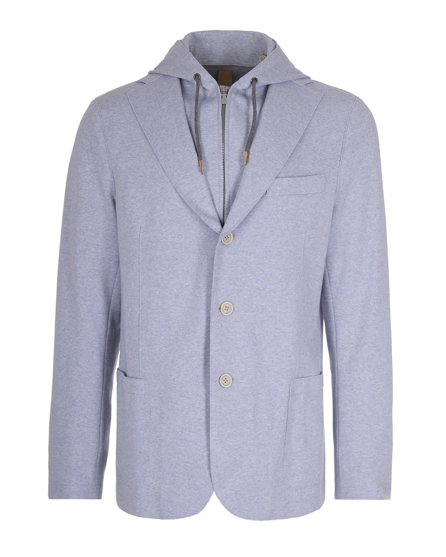 Hooded Jacket Off-White Cotton Polyamide Elastane