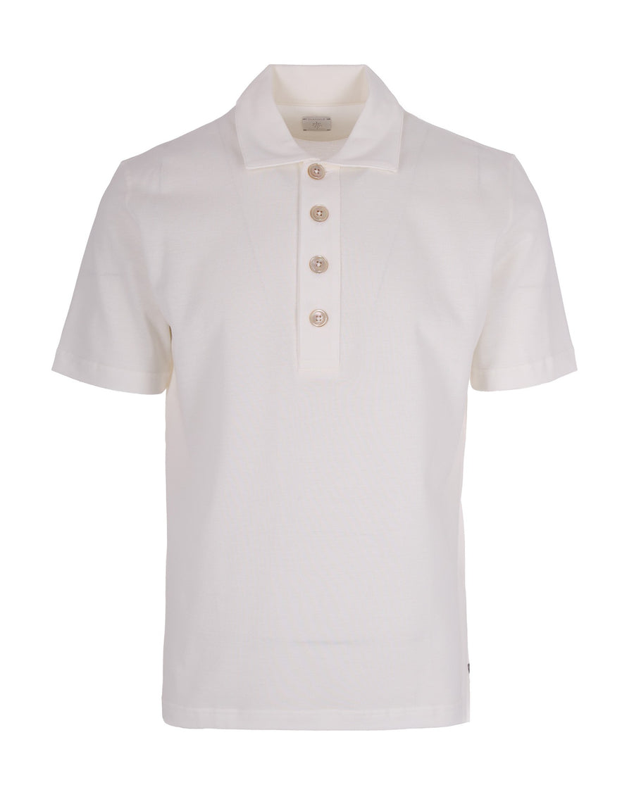 Short-Sleeve Polo Shirt White Cotton
