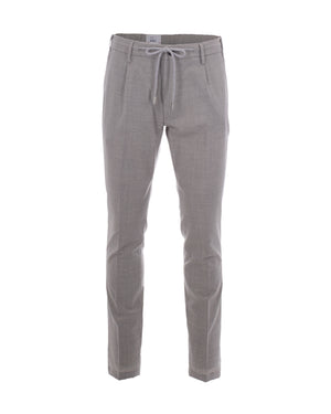 Drawstring Trousers Grey Wool Elastane