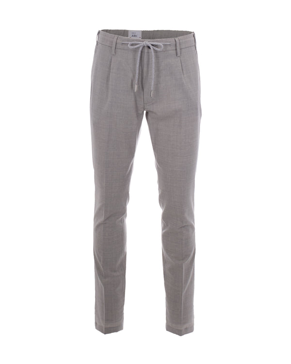 Drawstring Trousers Grey Wool Elastane