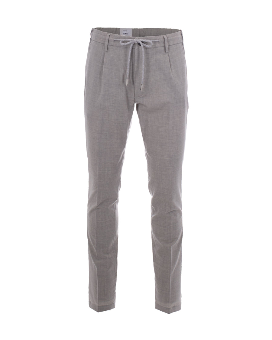 Drawstring Trousers Grey Wool Elastane