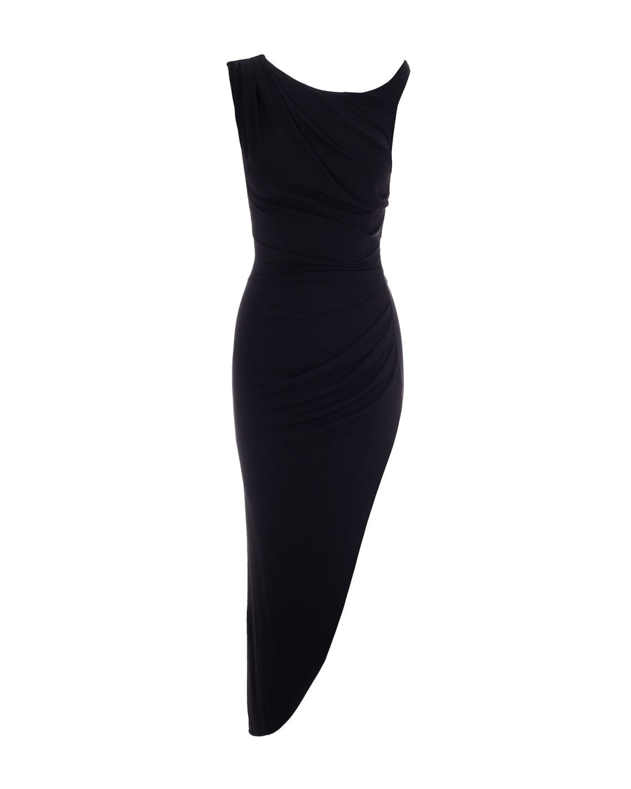 Dress One-Shoulder Jersey Crêpe Black Viscose Evening Suits
