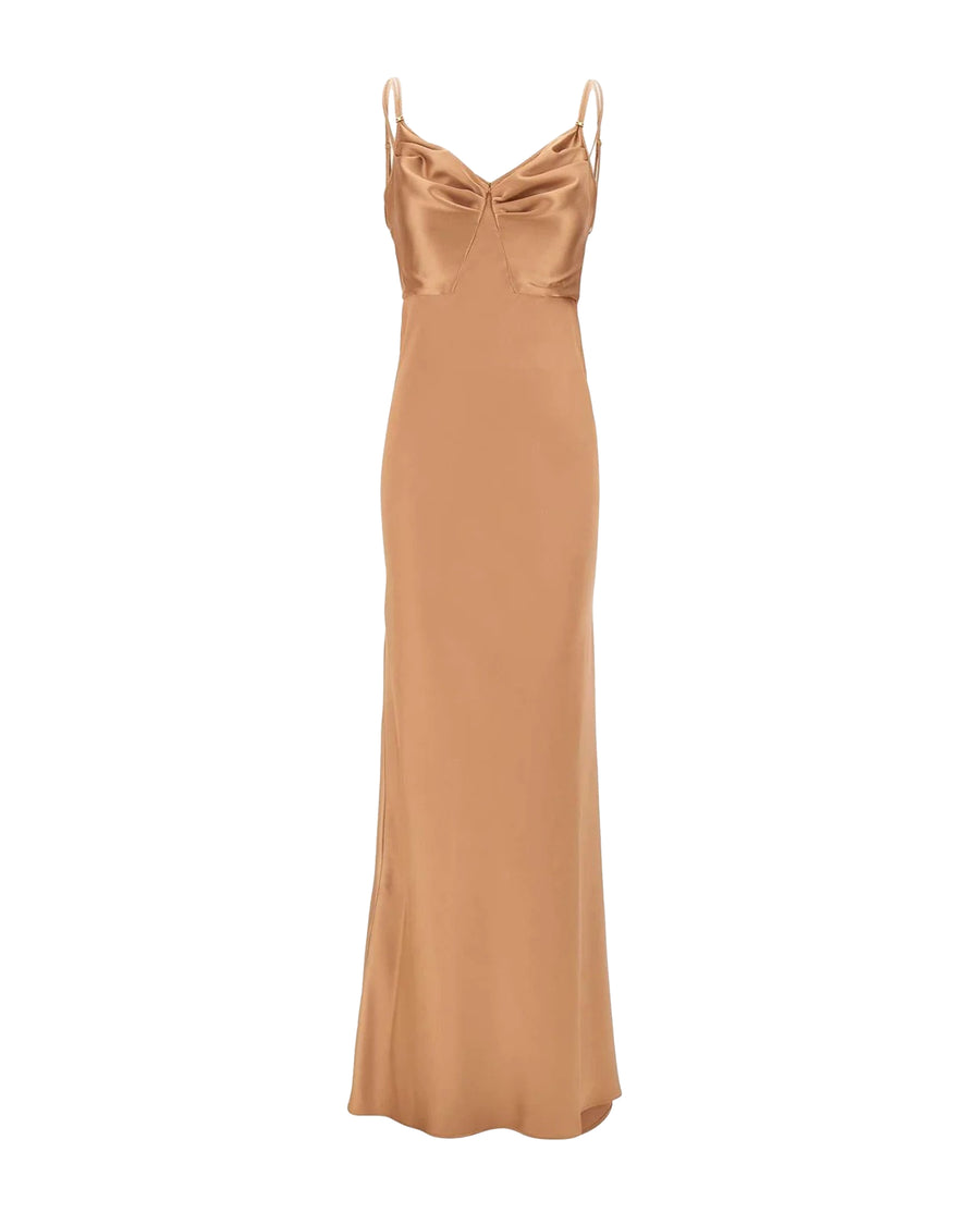 Evening Dress Satin Suede Brown Polyester Suits