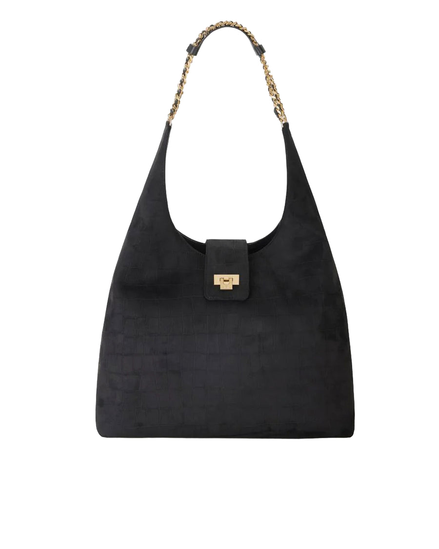 Hobo Bag Suede Black Main: Polyester Shoulder