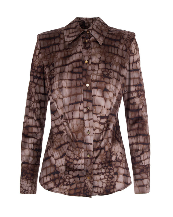 Printed Shirt Cocoa Viscose