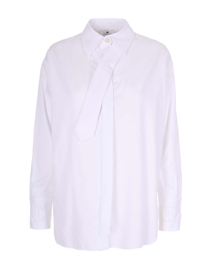 Shirt With Tie White Cotton
