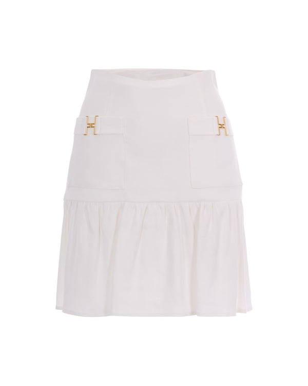 Skirt Gathered Ivory Linen