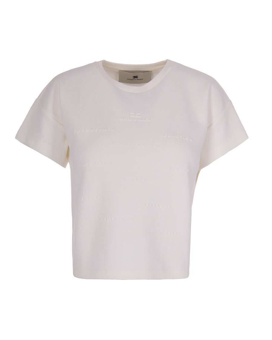 T-Shirt With 3d Lettering - Chalk Cotton T-shirts & Jerseys