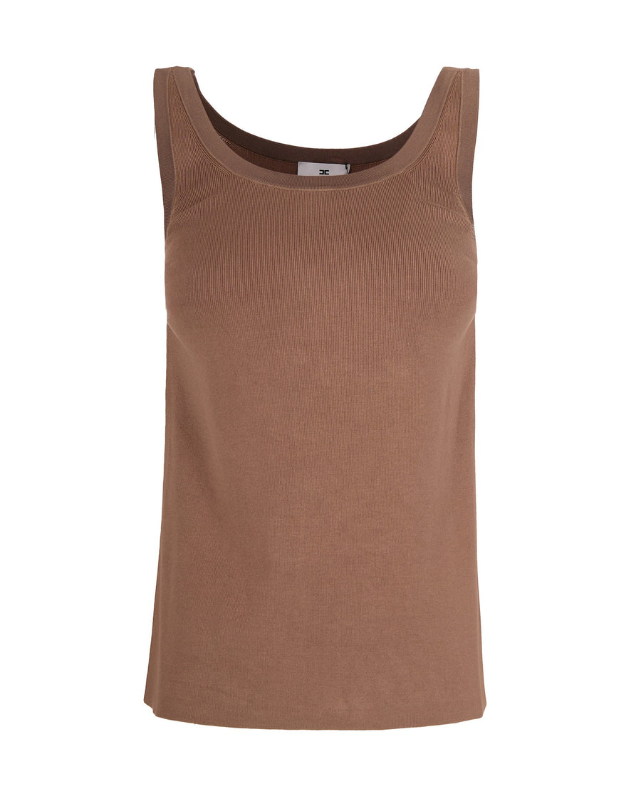 Sleeveless Knit Top Clay-Butter Clay/butter Viscose Vests & Tank Tops