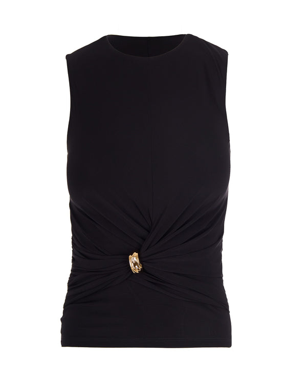 Sleeveless Jersey Top Black Viscose Elastane Tops