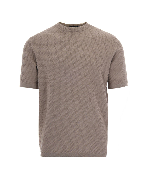 Crewneck Knit Top Vintage Khaki Viscose T-shirts