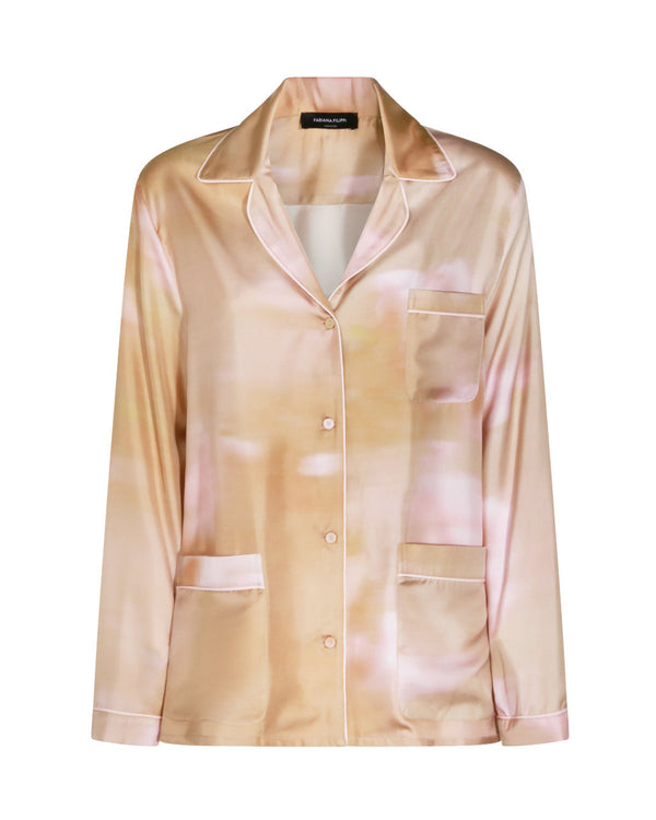 Silk Twill Shirt Cream-Taupe Cream/taupe