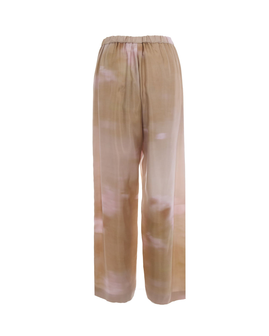 Trousers Silk Twill Cream-Taupe Cream/taupe