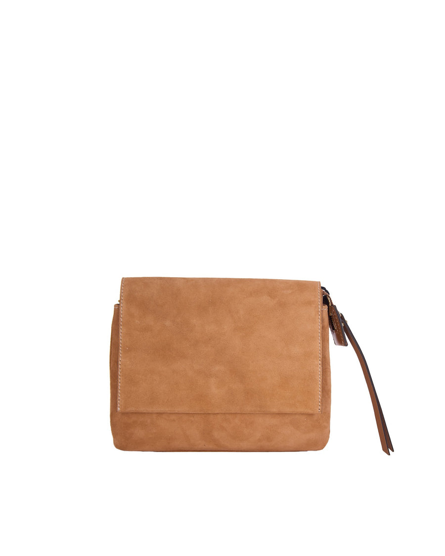 Shoulder Bag Three Caramel Suede