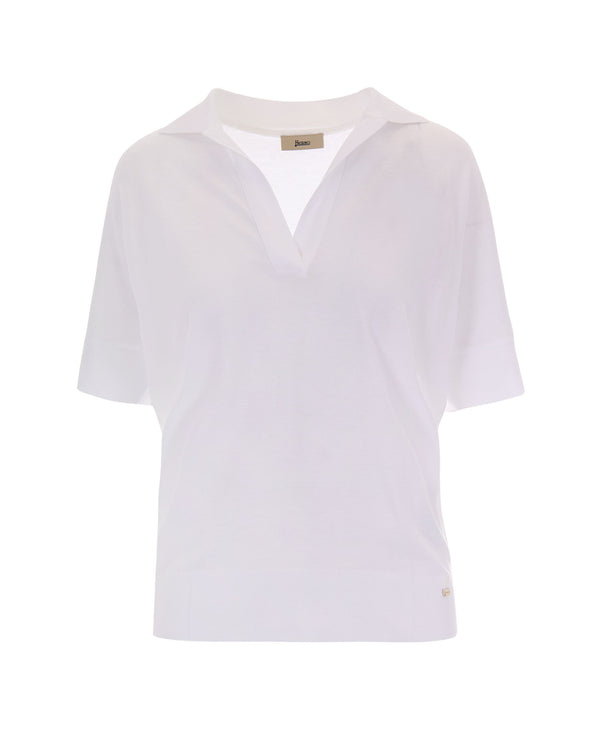 Polo Shirt Jersey White Main Fabric: Lyocell Tops
