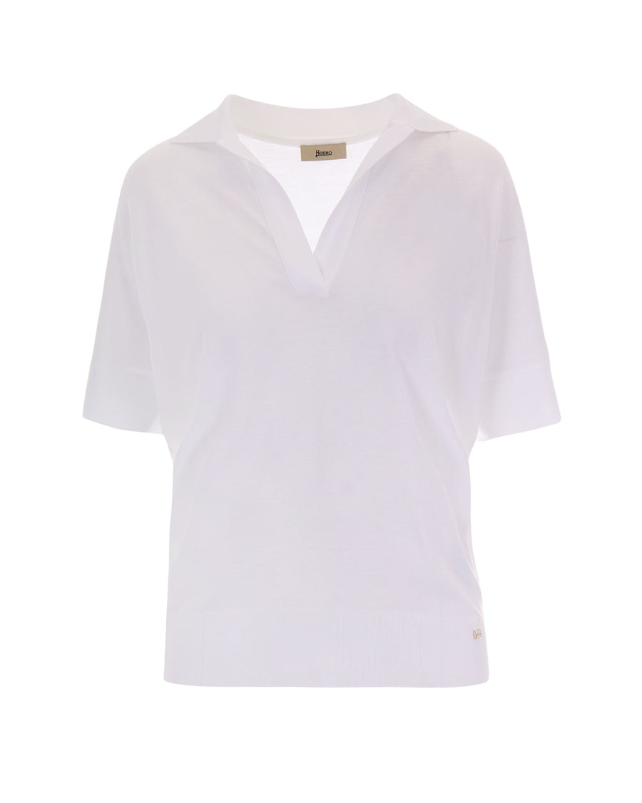 Polo Shirt Jersey White Main Fabric: Lyocell Tops