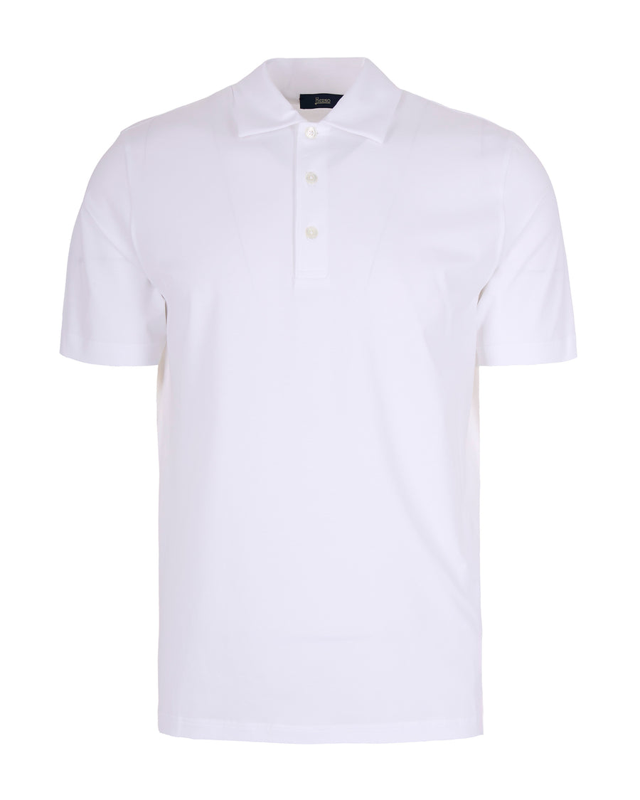 Polo Shirt Jersey Stretch White Cotton