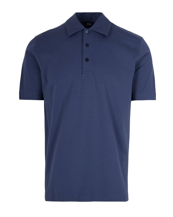 Polo Shirt Jersey Stretch Light Whale Blue Cotton