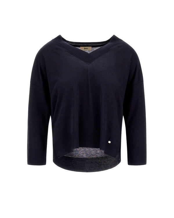 Knit Jumper Glam Effect Navy Blue Main: Lyocell Jumpers