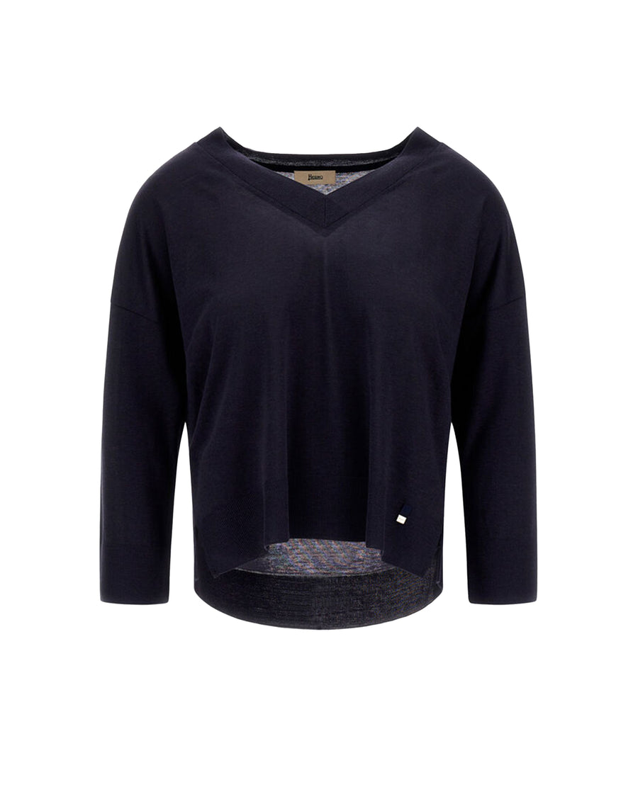 Knit Jumper Glam Effect Navy Blue Main: Lyocell Jumpers