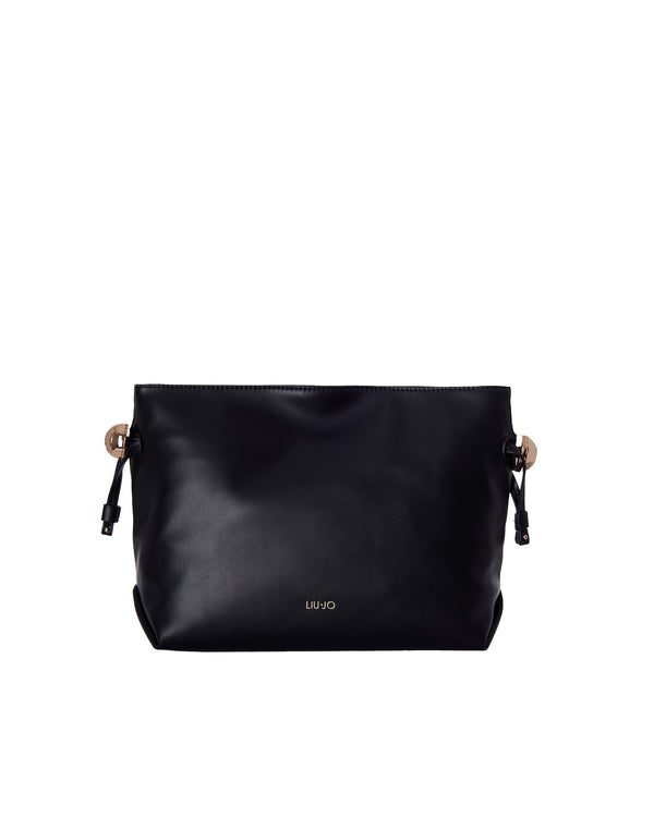 Chain Shoulder Bag Black Polyurethane