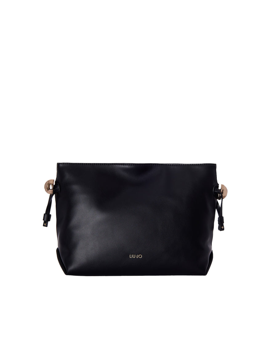 Chain Shoulder Bag Black Polyurethane