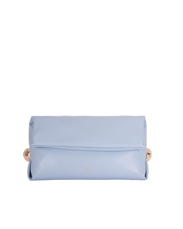 Pochette Foldable Faux Leather Dusty Blue Polyurethane Clutch Bags