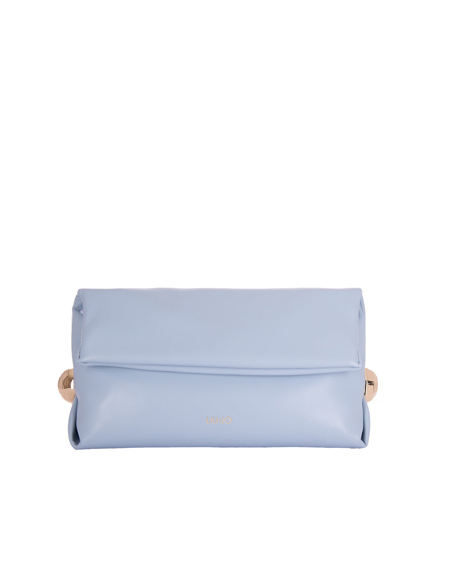 Pochette Foldable Faux Leather Dusty Blue Polyurethane Clutch Bags