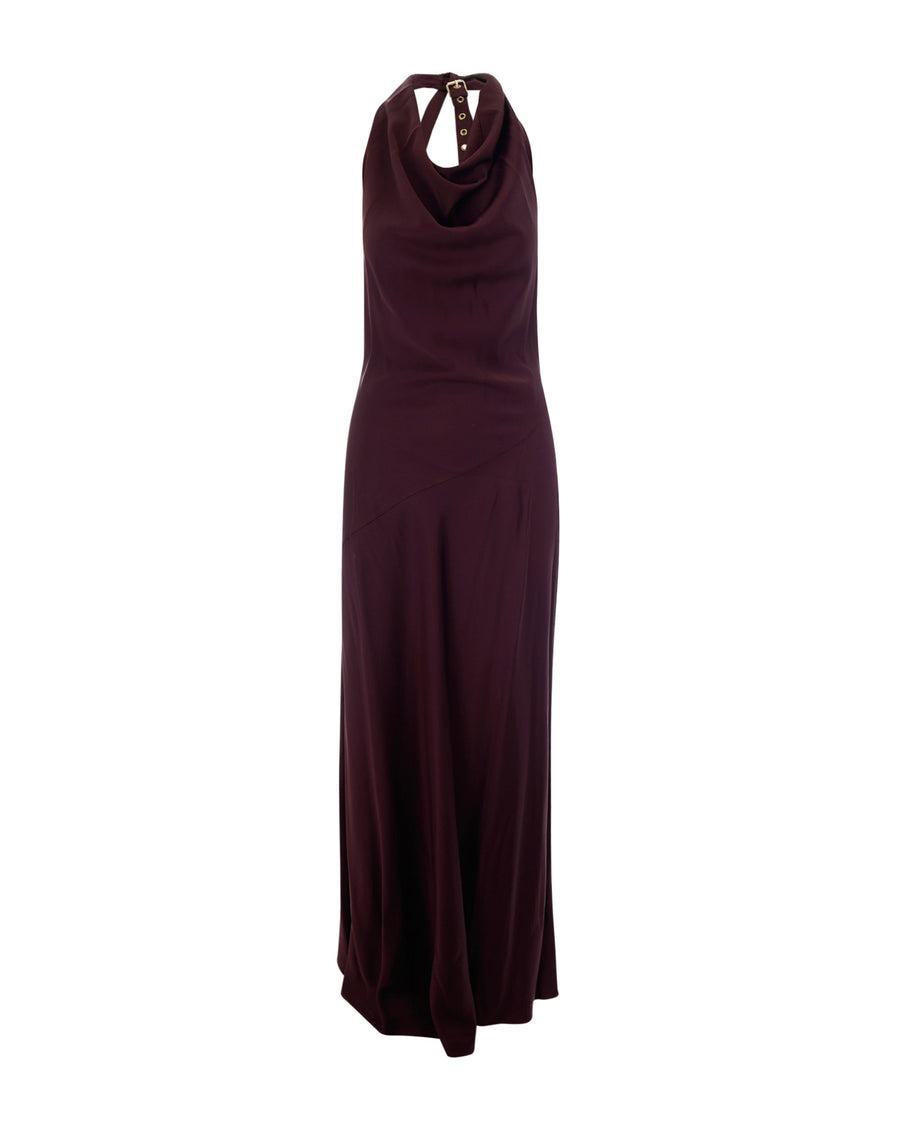 Long Satin Dress Brushed Brown Viscose Evening Suits
