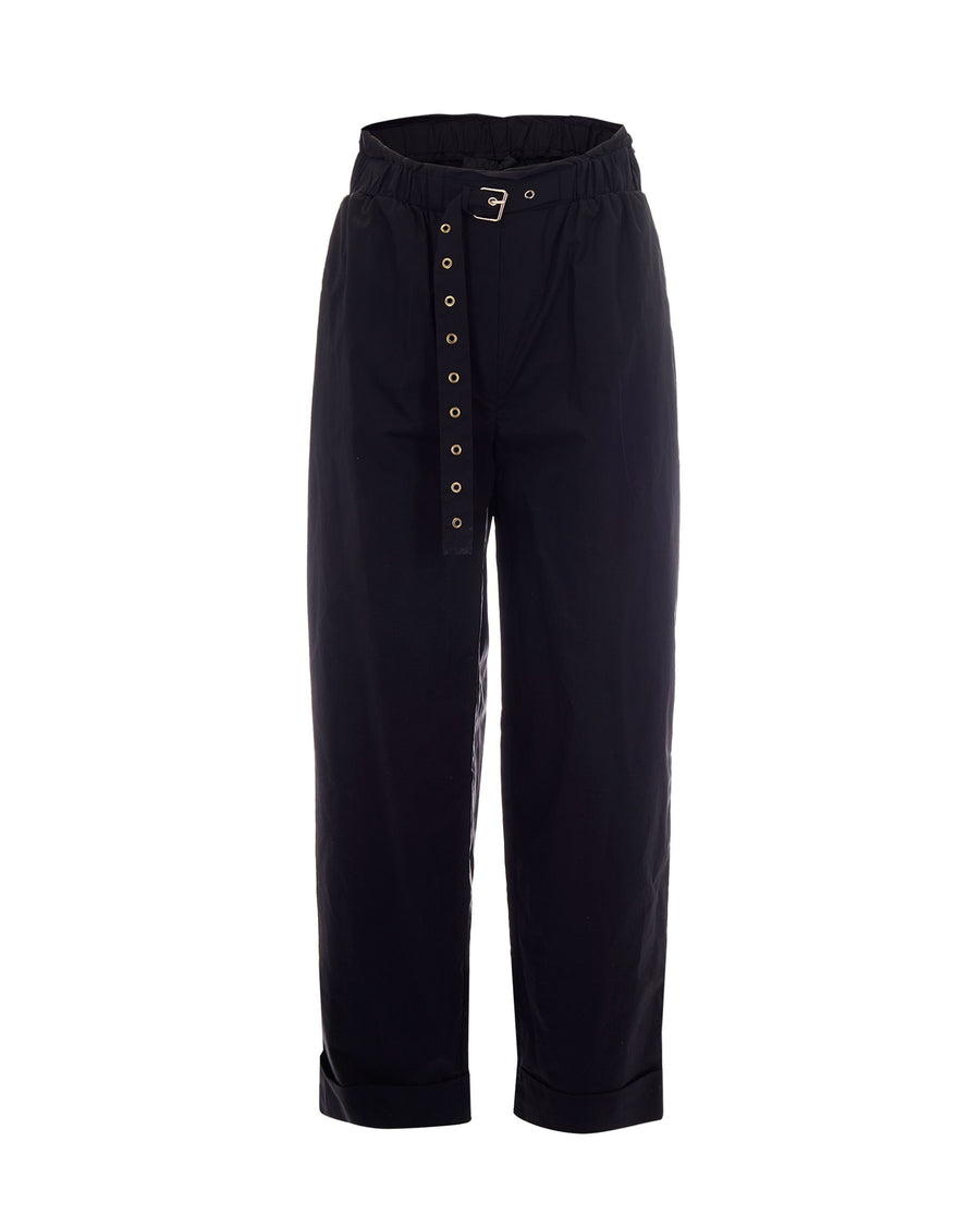 Trousers With Belt Black Cotton