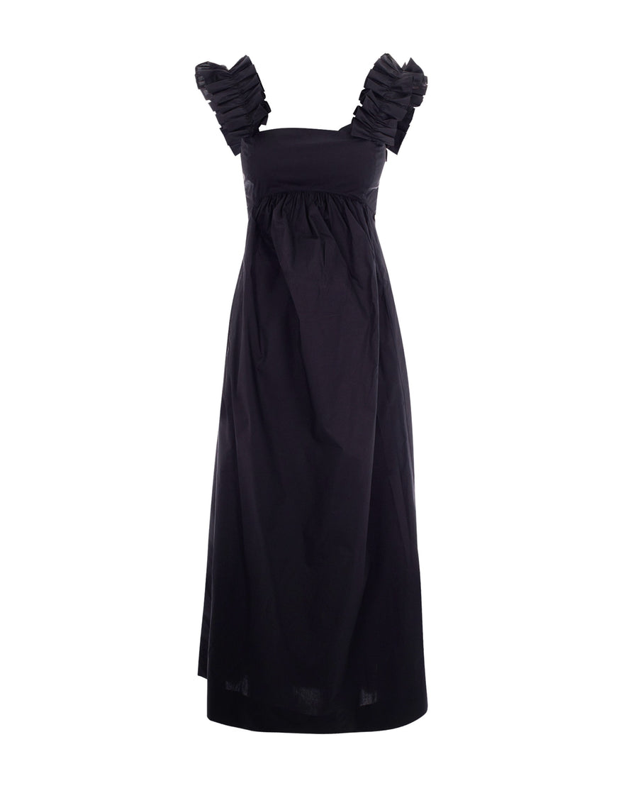 Dress Ruches Black Cotton Evening Suits