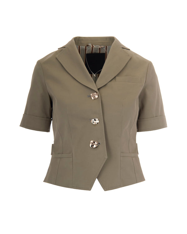 Blazer Cropped Green Peppermint Cotton Elastane Jacket