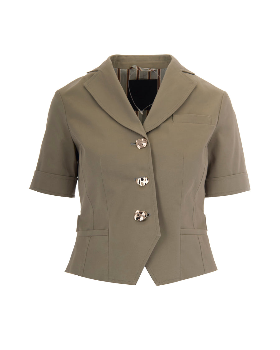 Blazer Cropped Green Peppermint Cotton Elastane Jacket