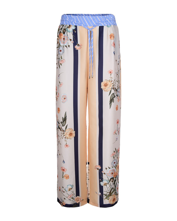 Palazzo Trousers Blue Polyester