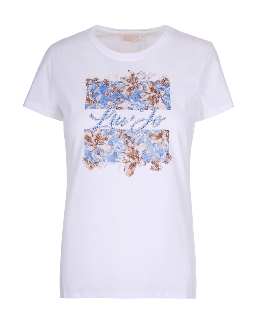 T-Shirt White Floral Print Cotton T-shirts & Jerseys