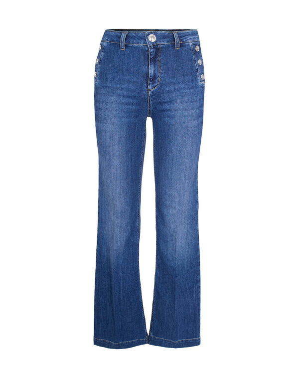 Flared Jeans Stretch Denim Blue Cotton