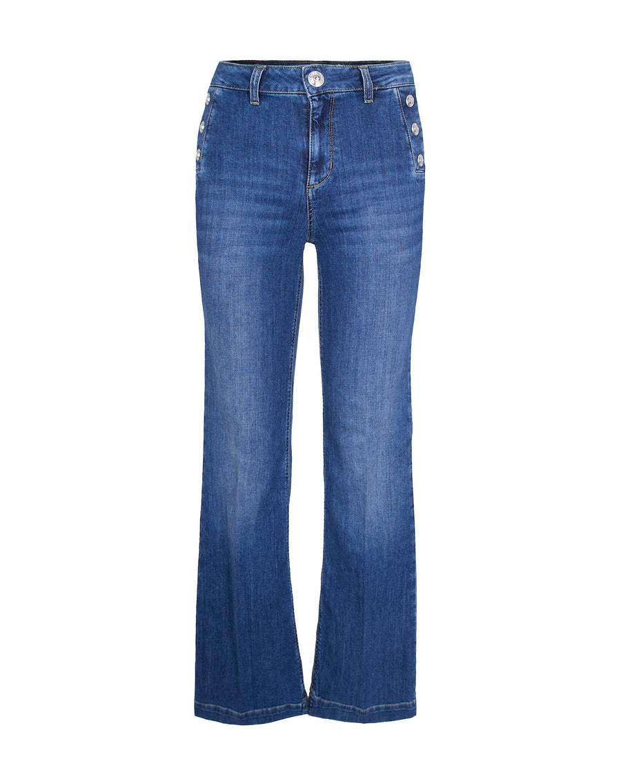 Flared Jeans Stretch Denim Blue Cotton