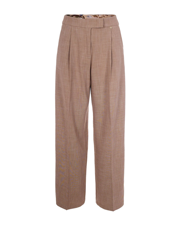 Trousers Wide-Leg Biscuit Melange Viscose