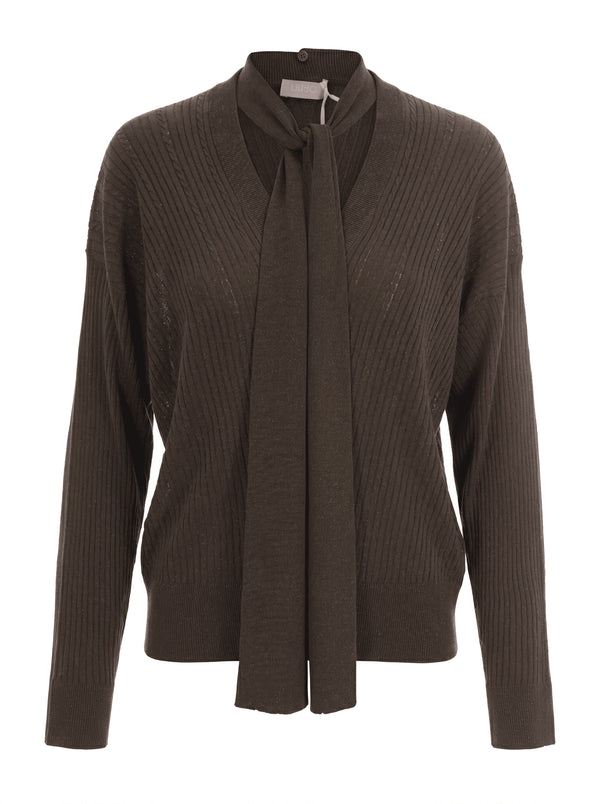 Knit Jumper Lurex Dark Olive Lux Viscose Jumpers