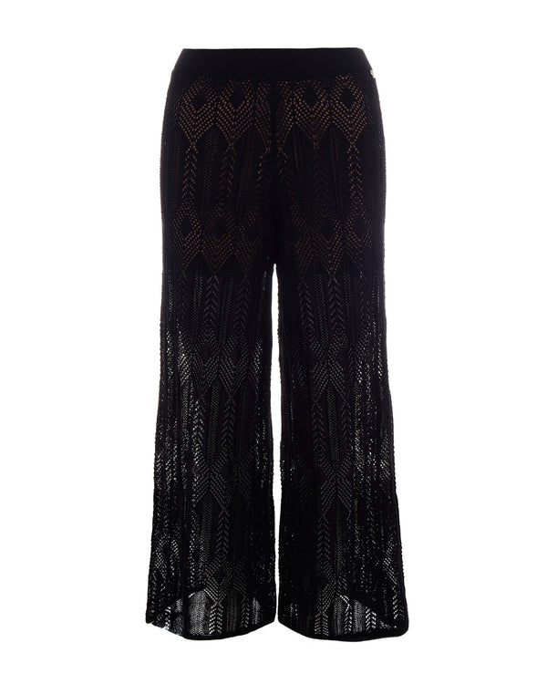 Trousers Perforated Knit Black Cotton Polyamide