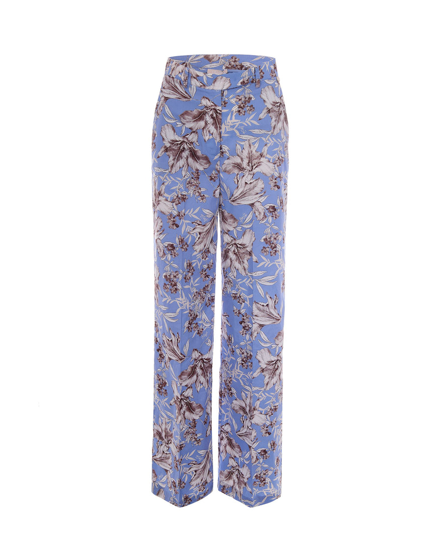Wide-Leg Trousers Blue Wave Liles Cotton