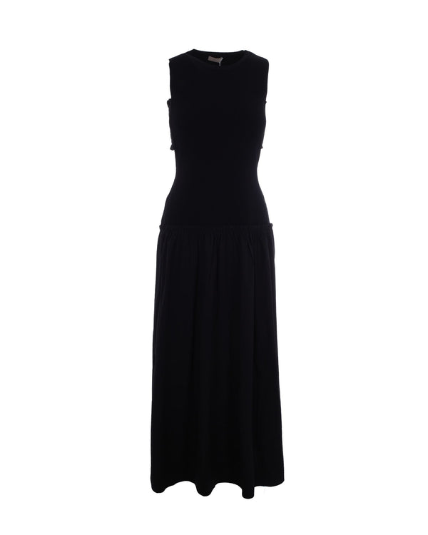 Long Cut-Out Dress Black Viscose Polyamide Evening Suits