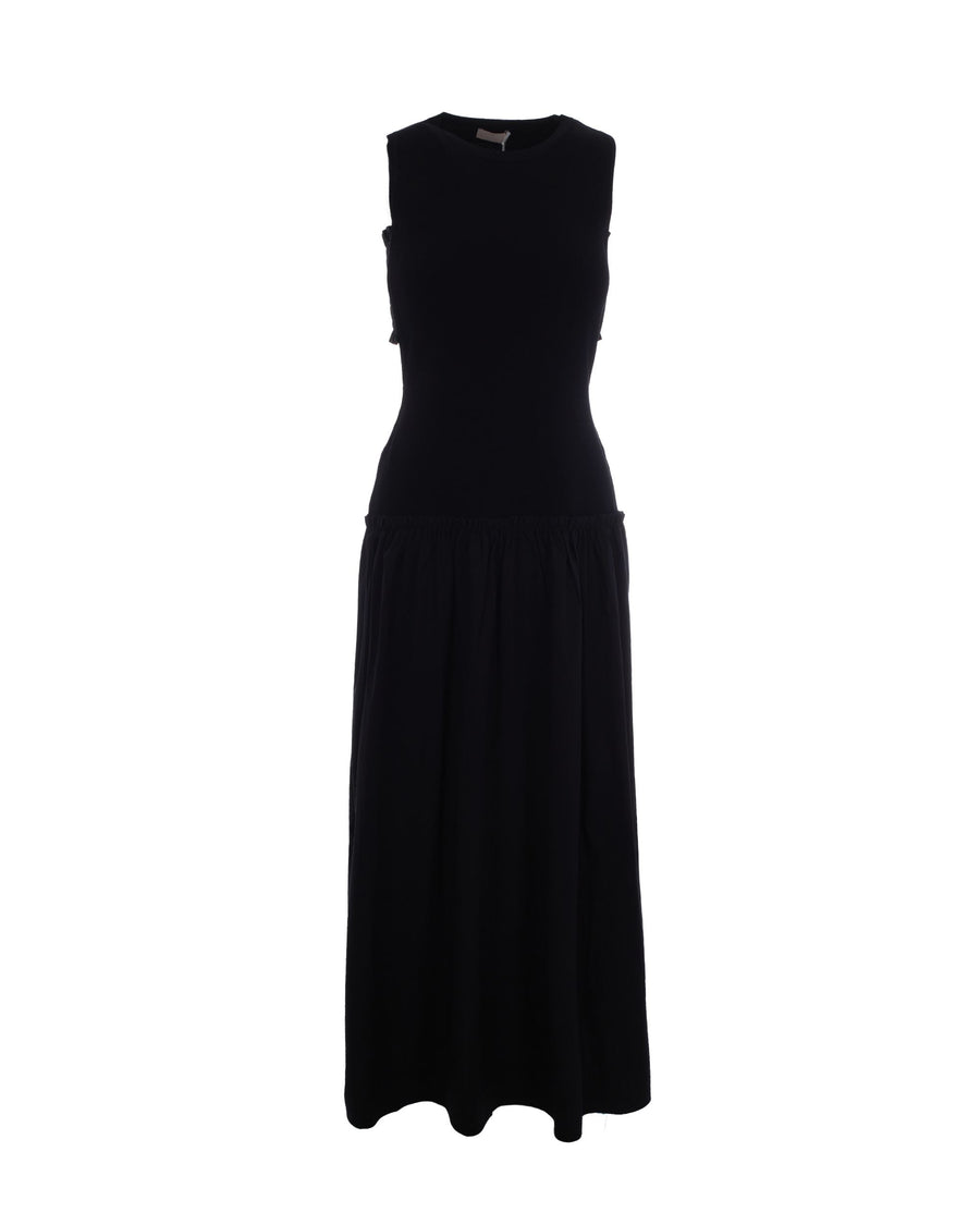 Long Cut-Out Dress Black Viscose Polyamide Evening Suits